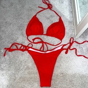 NWOT High-leg Red Bikini Set